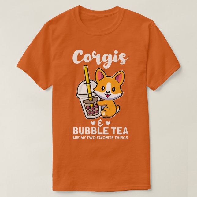 Camiseta Corgis & Bubble tea Corgi Premium (Frente do Design)