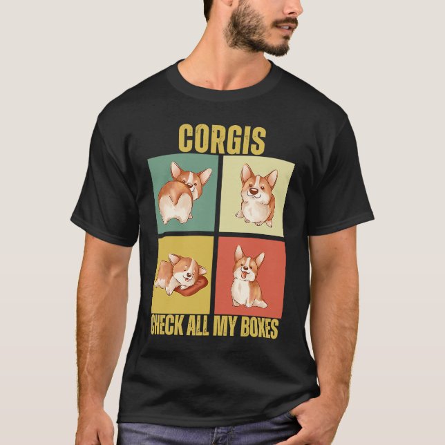 Camiseta Corgis Check All My Boxes  Corgi (Frente)