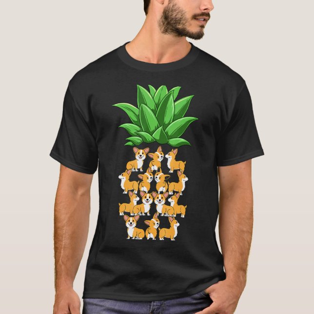 Camiseta Corgis de Abacaxi Forma de Abacaxi Corgis Propriet (Frente)
