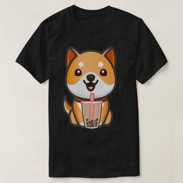 Camiseta Corgi's Puppy Dog Boba Bubble Teas Kawaii (Frente do Design)