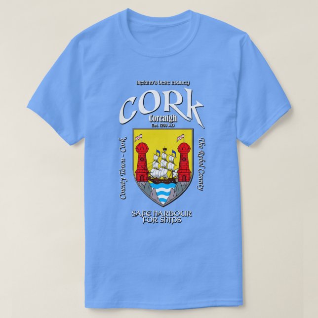Camiseta Cork Ireland Irish Crest Casaco de Arms (Frente do Design)