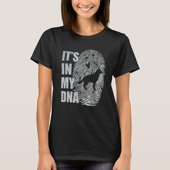 Camiseta Corman Shepherd DNA Cachorro Mãe Cachorro Pai (Frente)