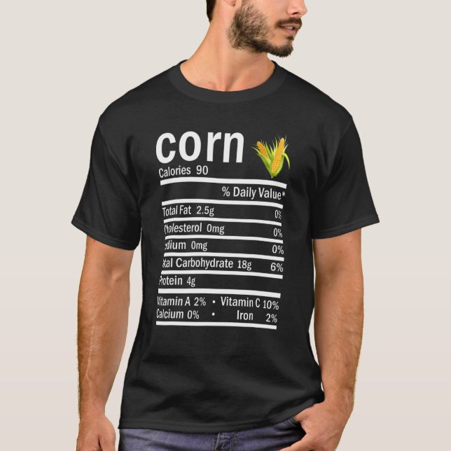 Camiseta Corn Nutrition Facts Ação de Graças Halloween Cost (Frente)