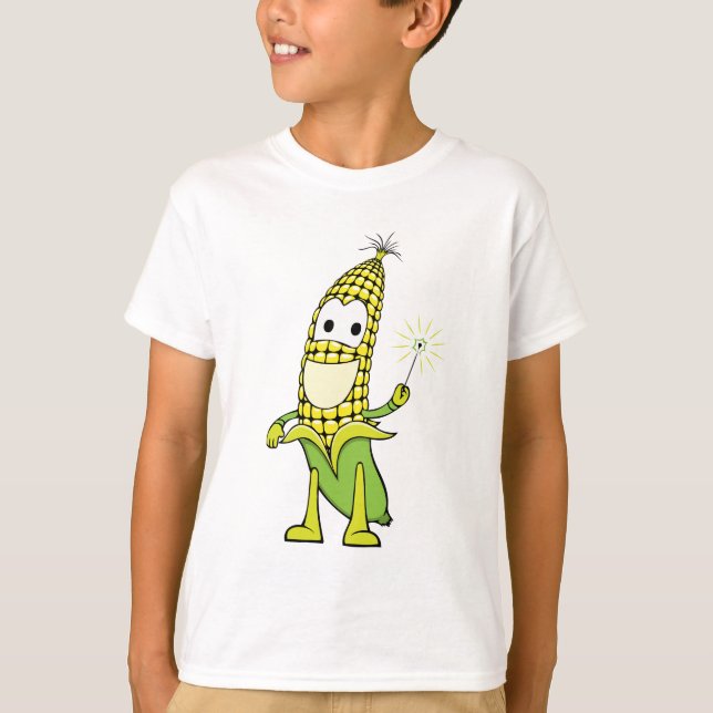 Camiseta Corn Wizard Character with Magic Wand (Frente)