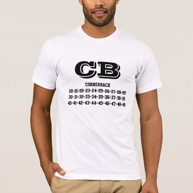 Camiseta Cornerback jersey numbers T-shirt (Frente)