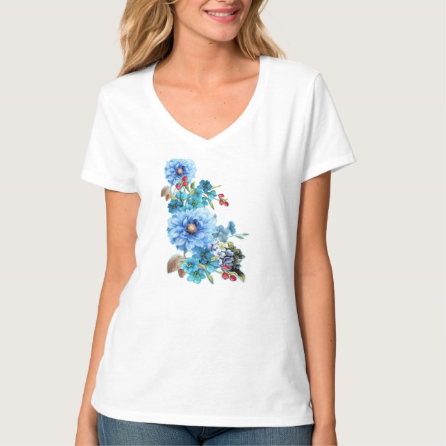 Camiseta Cornflower Blues em Watercolor (Frente)