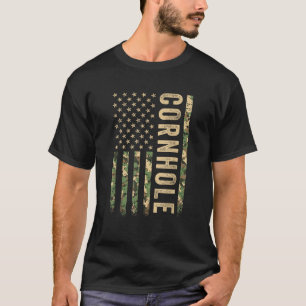 Camiseta Cornhole American Flag Camo Veteran Patriotic Toss