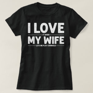 Camiseta Cornhole Art Pai Ama A Minha Esposa Marido Corn Ho