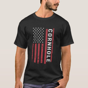 Camiseta Cornhole Bean Bag Cornhole tocando USA Flag Americ