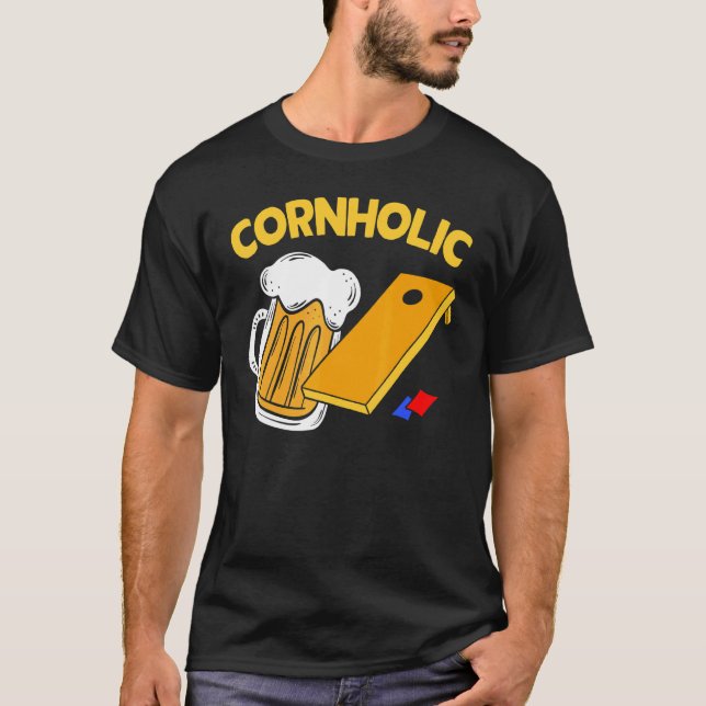 Camiseta Cornhole Bebendo Bean Bag Cornholic Cornahol (Frente)