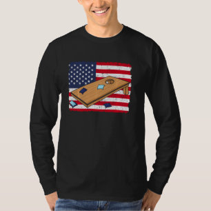 Camiseta Cornhole Bolsas Conselho USA Flag America Lawn Gam