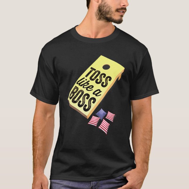 Camiseta Cornhole Como Uma Cornualha Chefe 4 De Julho (Frente)