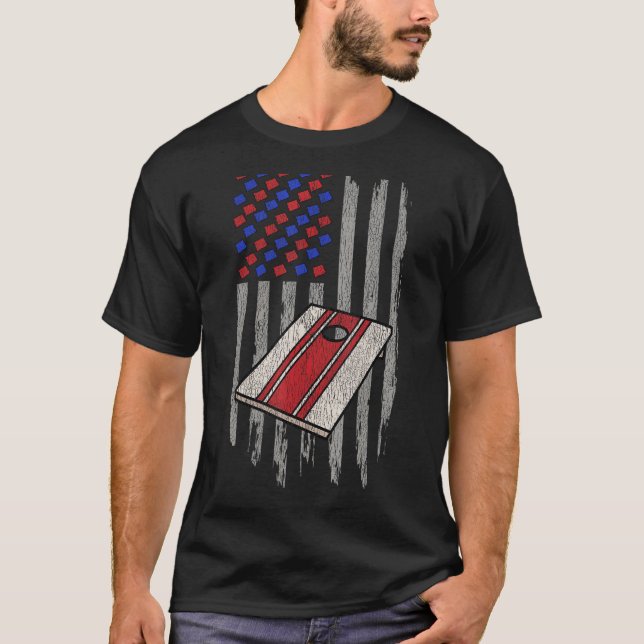 Camiseta Cornhole Corn Hole Patriótico 1 (Frente)