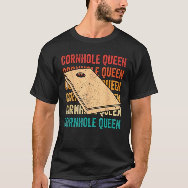 Camiseta Cornhole Corn Hole Retro Cornhole Queen (Frente)