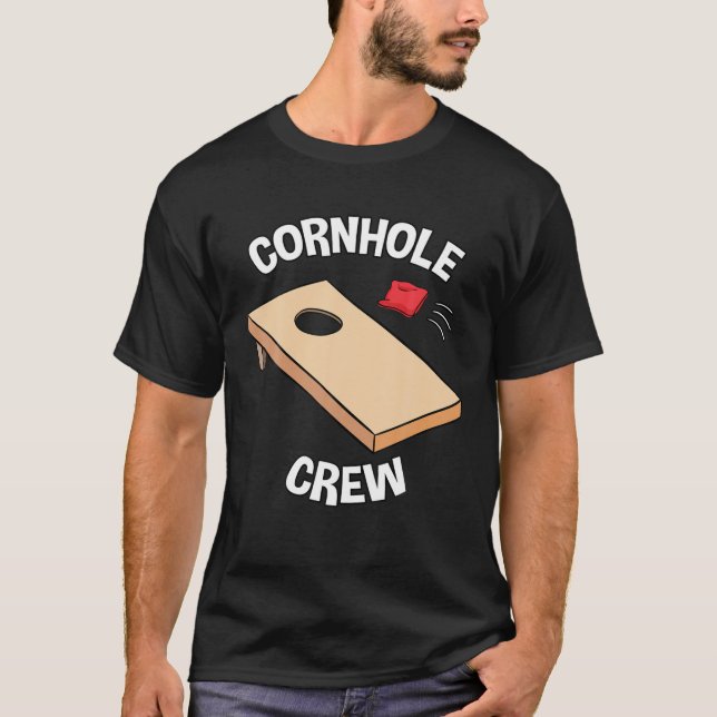 Camiseta Cornhole Crew Players Baggo Feijão Cachorro Laje S (Frente)