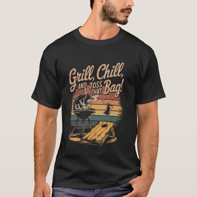 Camiseta Cornhole de Cerveja BBQ Engraçado (Frente)