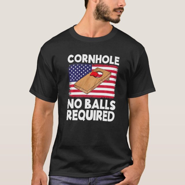 Camiseta Cornhole No Balls Requerida Cornhole Team Bean Bag (Frente)