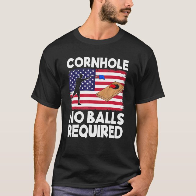 Camiseta Cornhole No Balls Requerida Cornhole Team Bean Bag (Frente)