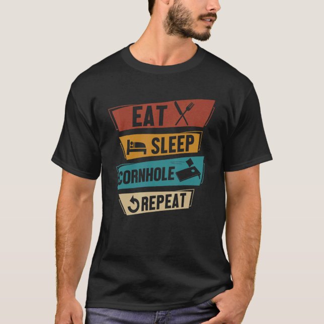 Camiseta Cornhole Player Coma Sleep Cornhole Repetir (Frente)