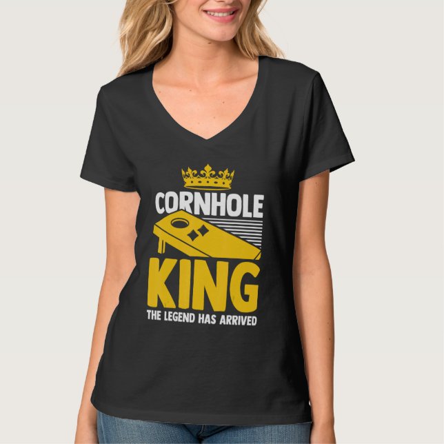Camiseta Cornhole Player Cornhole King The Legend Has Arriv (Frente)