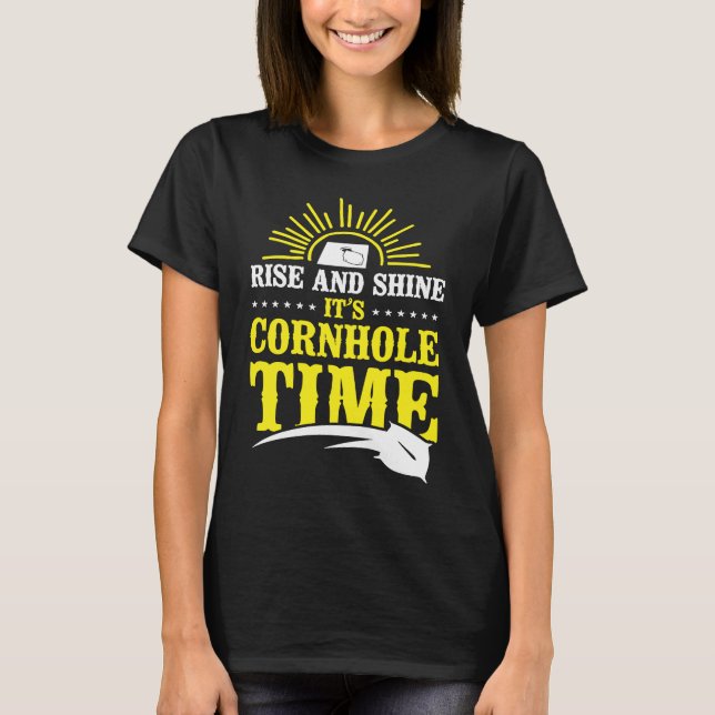 Camiseta Cornhole Team Bean Bag Player Champ Rise And Shine (Frente)