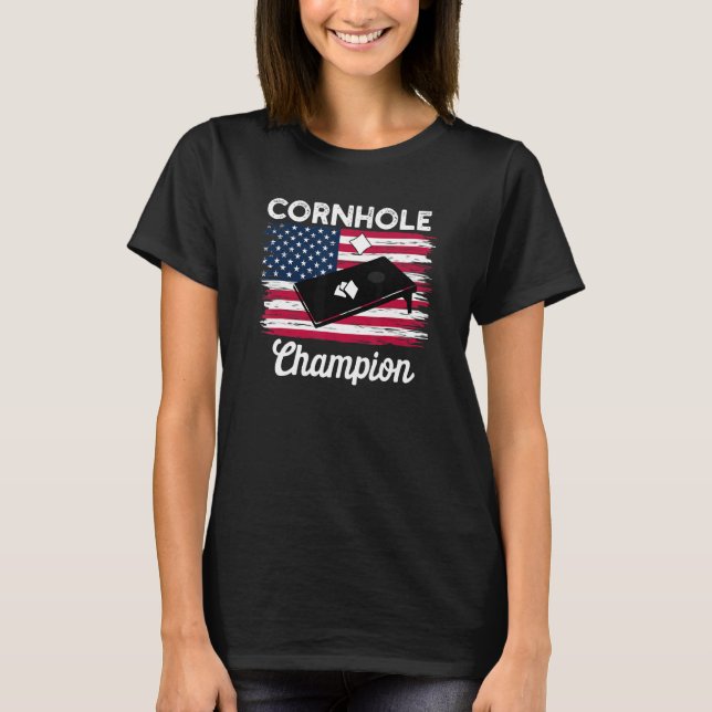 Camiseta Cornhole Trophy Champion  Bean Bag Cornhole Player (Frente)