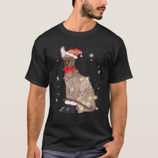 Camiseta Cornish Rex Cat Natal Light Xmas Mãe Pai Presente