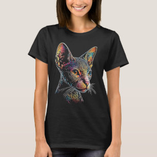 Camiseta Cornish Rex Gráfico Colorido Pai de Gato Mãe Mulhe