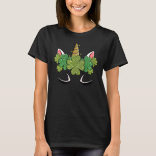 Camiseta Corno de Unicórnio Bonito Face St Patricks Dias Me