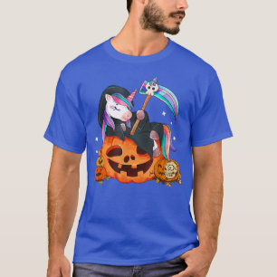 Camiseta Corno Docinho Brilhante Unicorn Halloween Pumpkin 