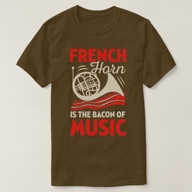 Camiseta Corno Francês É Bacon Da Música (Frente do Design)