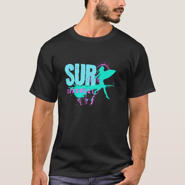 Camiseta Cornualha surfando Surf Cornwall Grungy Surf (Frente)
