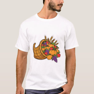 Camiseta Cornucópia Colheita Abundante Arte de Ação de Graç