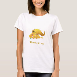 Camiseta Cornucópia Dourada de Ação de Graças