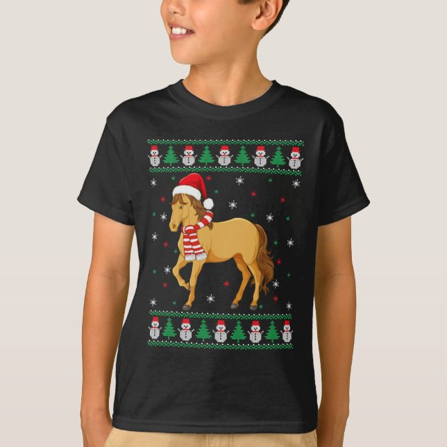 Camiseta Coro-Animal Coroando Família Feia Suor de Natal (Frente)