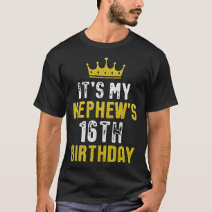 Camiseta Coroa Amarela Aniversário de 16 anos Para Sobrinho