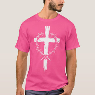 Camiseta Coroa Cristã De Arte Cruzada Coroa De Thorns Jesus