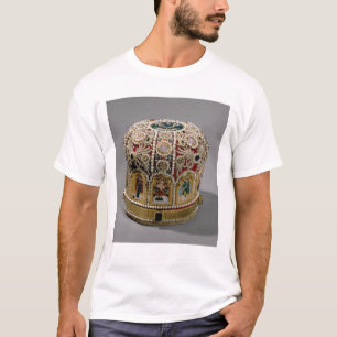 Camiseta Coroa da mitra ajustada com pérolas e precioso