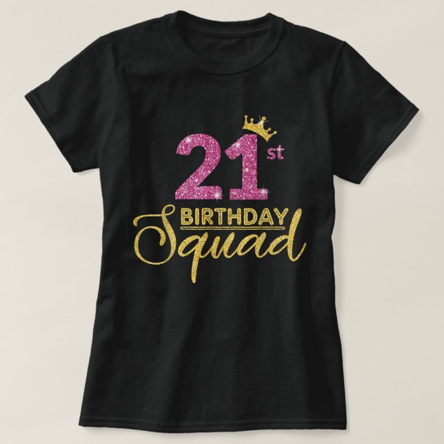 Camiseta Coroa de Aniversário do Partido aniversário de 21  (Frente do Design)