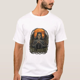 Camiseta Coroa de Asas de Demônio de Halloween Freira Lua L