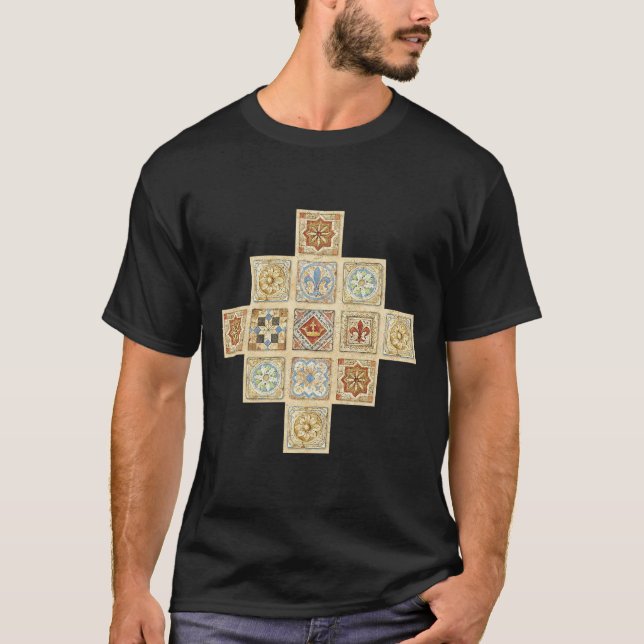 Camiseta Coroa de Azulejos Cerâmicos Medieval Fleur De Lis (Frente)