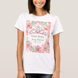 Camiseta Coroa de Brilho Rosa Personalizada com Rosas Cor-d