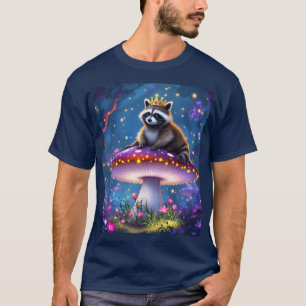 Camiseta Coroa de Cogumelo de Guaxinim Fofo de Fantasia