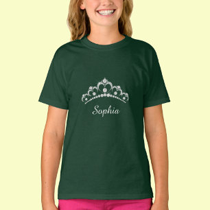 Camiseta Coroa de Diamante Branco, Nome em Letra