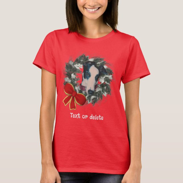 Camiseta Coroa de Galgo de Natal Personalizada (Frente)