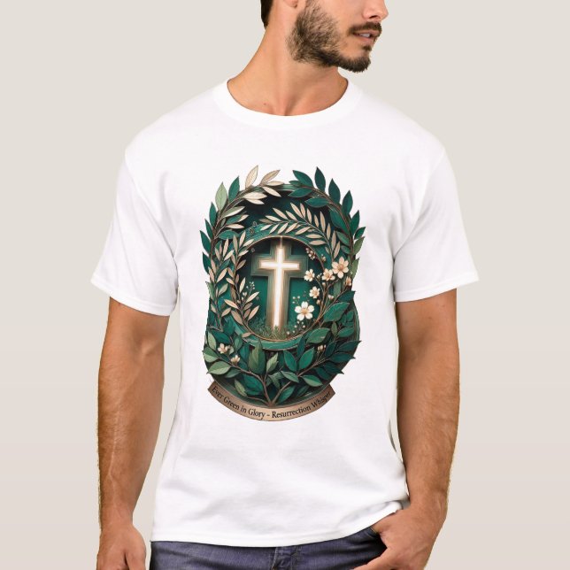 Camiseta Coroa de Glória de Sempre-Verde da Páscoa, Present (Frente)
