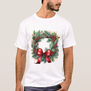Camiseta Coroa de Graça – Charme de Feriado em Aquarela