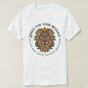 Camiseta Coroa de Leão Ornata Colorida com Texto Personaliz