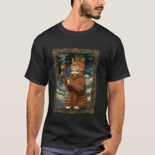 Camiseta Coroa de Moldura Dourada de Amante de Gato Medieva