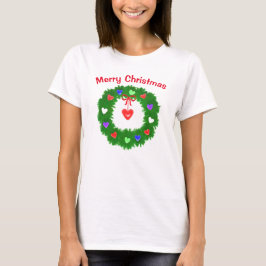 Camiseta Coroa de Natal de Corações